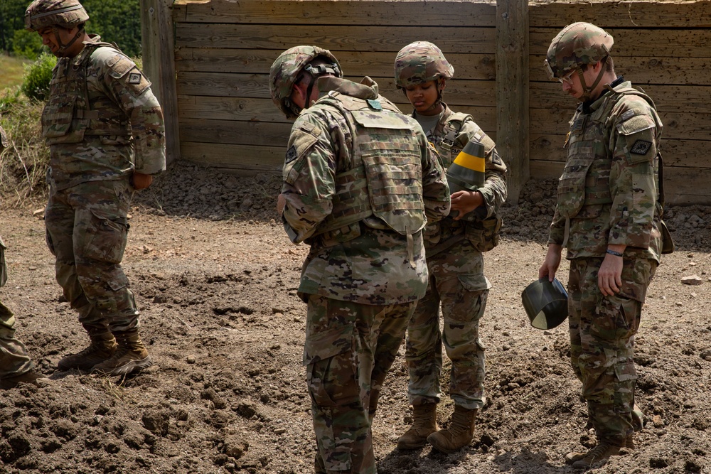 Engineers detonate confidence, shape and crater charges.