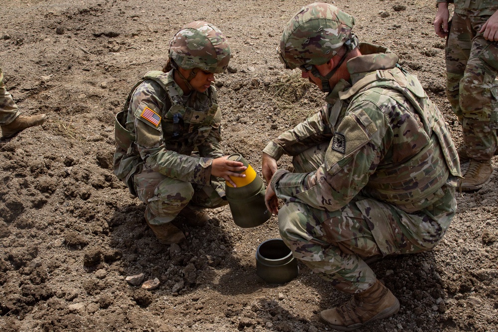 Engineers detonate confidence, shape and crater charges.