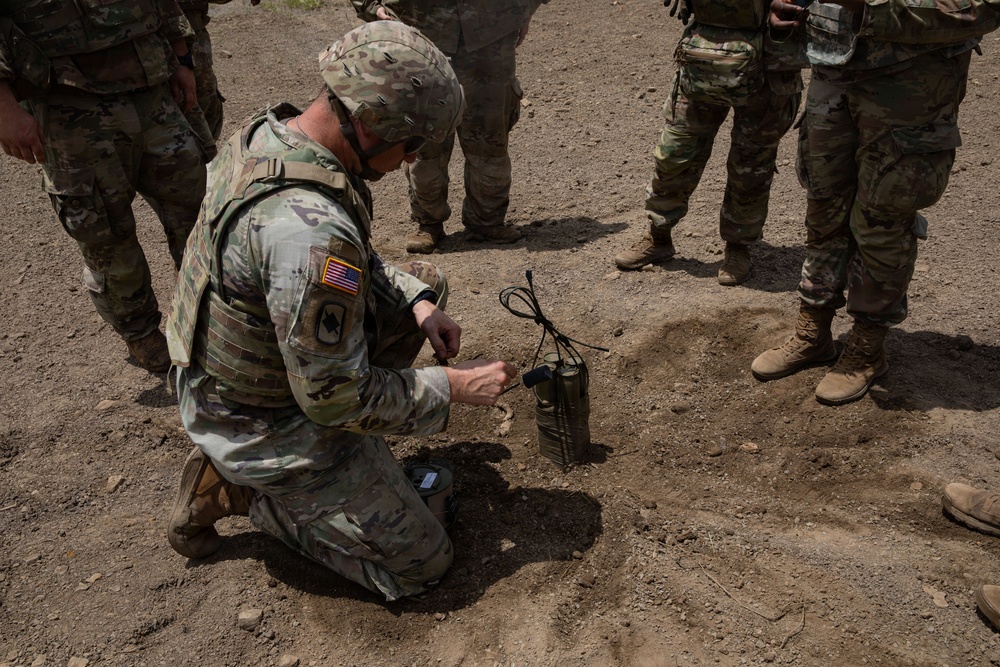 Engineers detonate confidence, shape and crater charges.