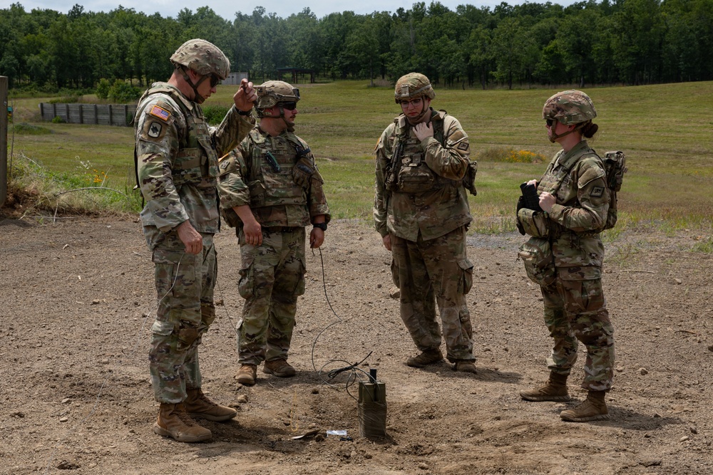 Engineers detonate confidence, shape and crater charges.