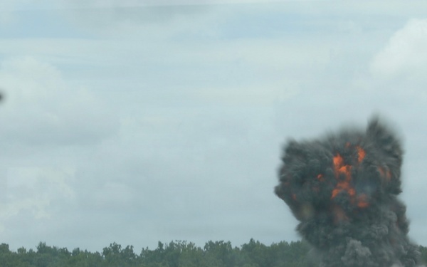 Engineers detonate confidence, shape and crater charges.