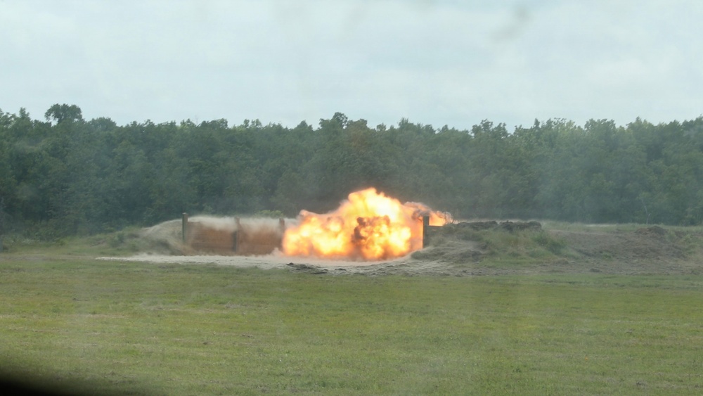 Engineers detonate confidence, shape and crater charges.