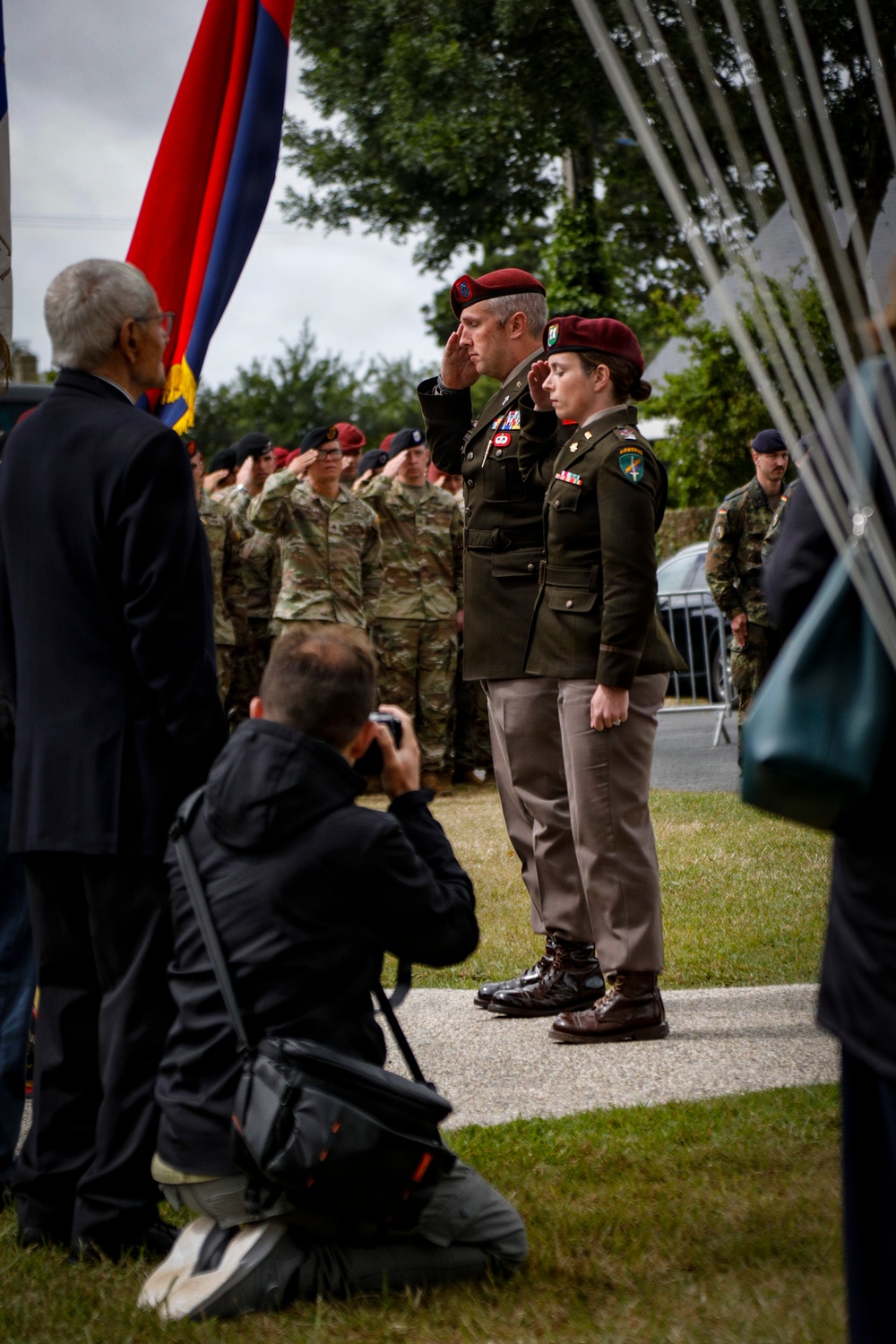 Paratroopers participate in tribute at Place Toccoa, Normandy 82
