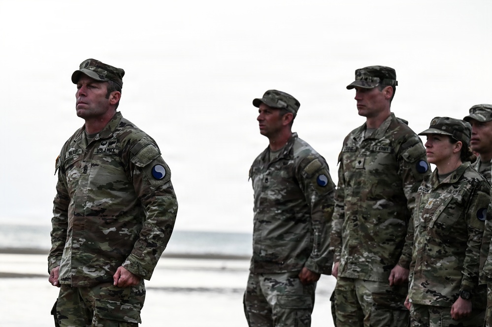 CNGB officiates 29th ID Soldier’s reenlistment on Omaha Beach