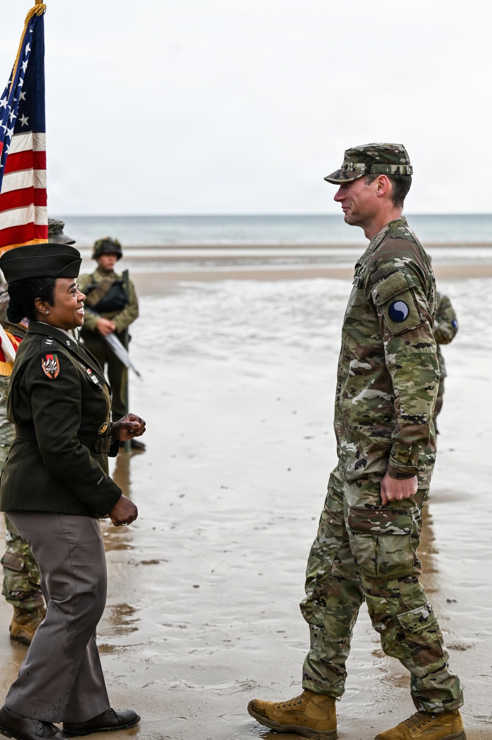 Birckhead promotes top Soldier to SGT in Omaha Beach ceremony