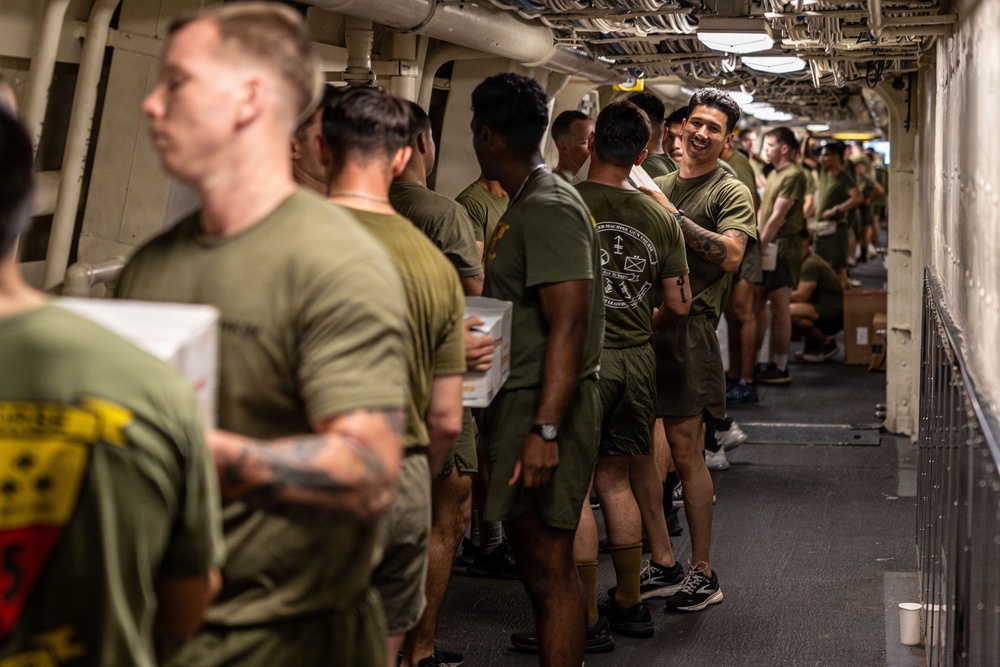 BLT 3/5 Marines On-load Supply Stores Aboard USS Portland