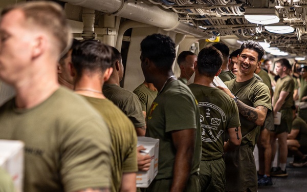 BLT 3/5 Marines On-load Supply Stores Aboard USS Portland