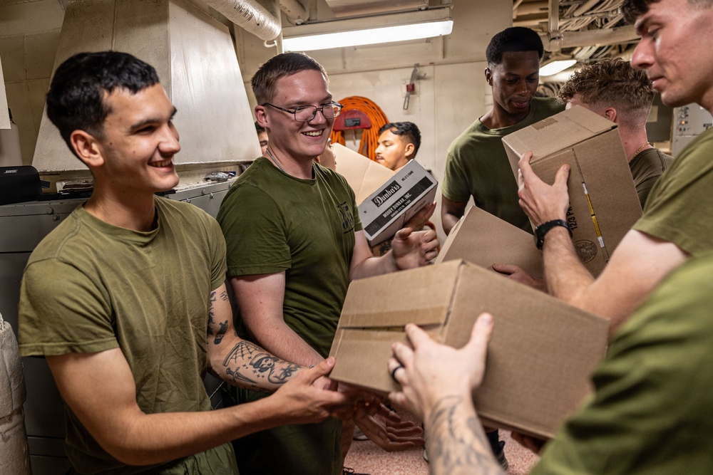 BLT 3/5 Marines On-load Supply Stores Aboard USS Portland