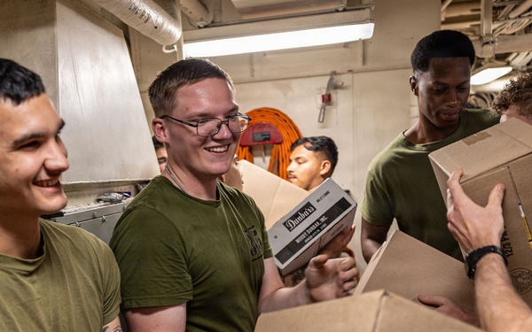 BLT 3/5 Marines On-load Supply Stores Aboard USS Portland