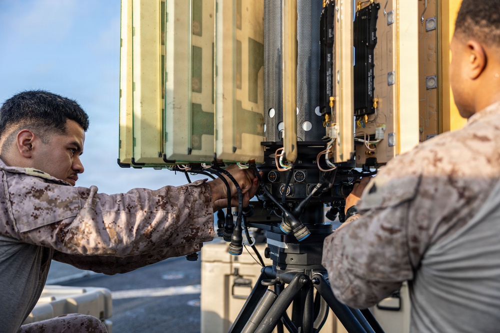 11th MEU Marines Assemble a Survey Radar Aboard USS Portland