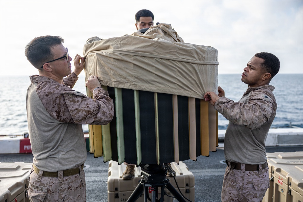 11th MEU Marines Assemble a Survey Radar Aboard USS Portland