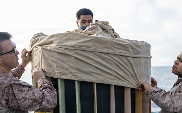 11th MEU Marines Assemble a Survey Radar Aboard USS Portland