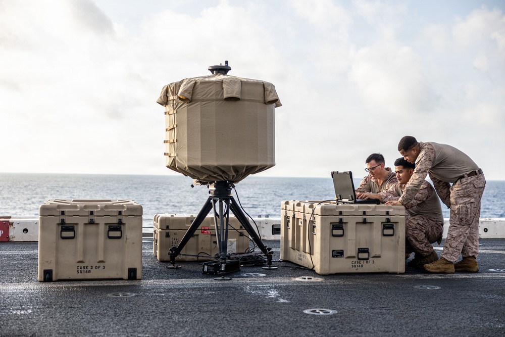 11th MEU Marines Assemble a Survey Radar Aboard USS Portland