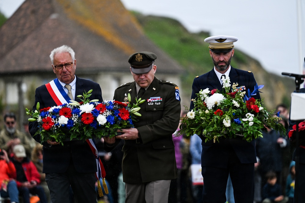 U.S. National Guard, British RAF honored in D-Day ceremony at Omaha Beach