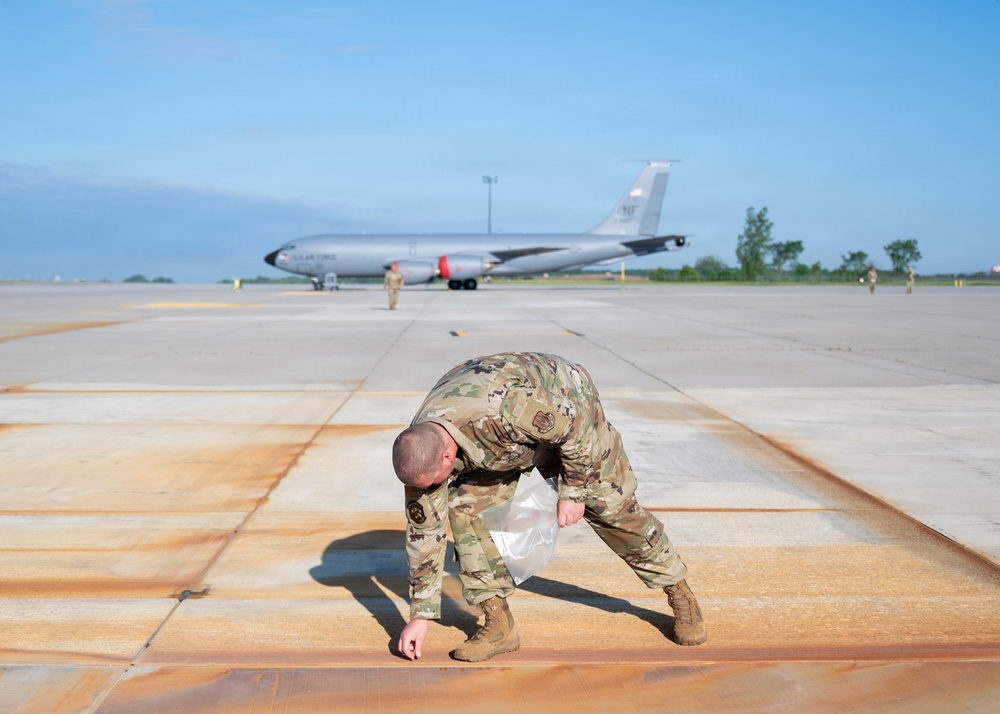 914th Air Refueling Wing Airmen conduct FOD walk