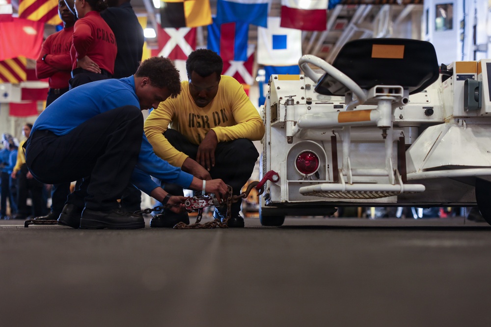 Kearsarge Aviation Sailors Chock and Chain Training
