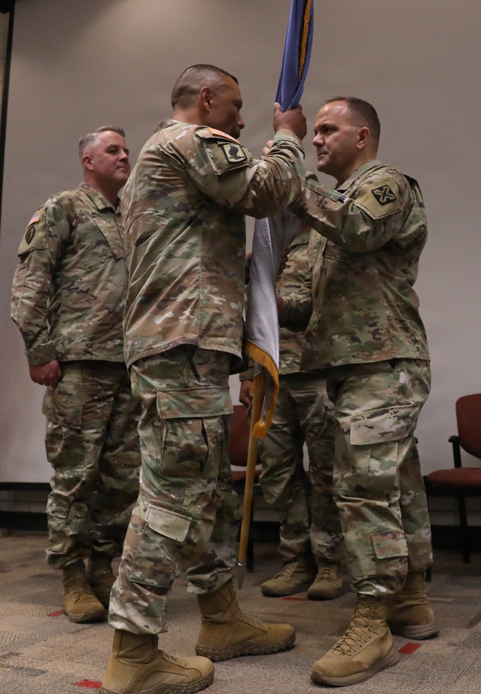 300th Military Intelligence Brigade (Linguist) bids farewell to Col. Scott Chalmers and welcomes Lt. Col. John Isom in a combined retirement and change of command ceremony