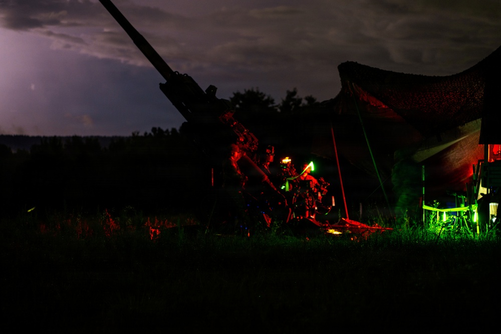 206th Field Artillery Conducts Night Fire During Annual Training