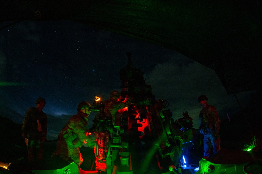 206th Field Artillery Conducts Night Fire During Annual Training