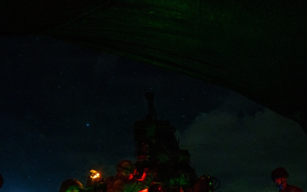 206th Field Artillery Conducts Night Fire During Annual Training