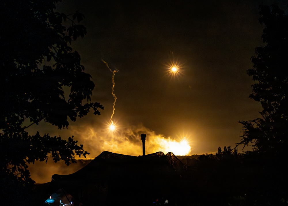 206th Field Artillery Conducts Night Fire During Annual Training