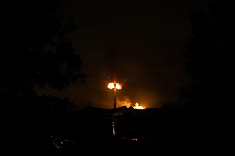 206th Field Artillery Conducts Night Fire During Annual Training