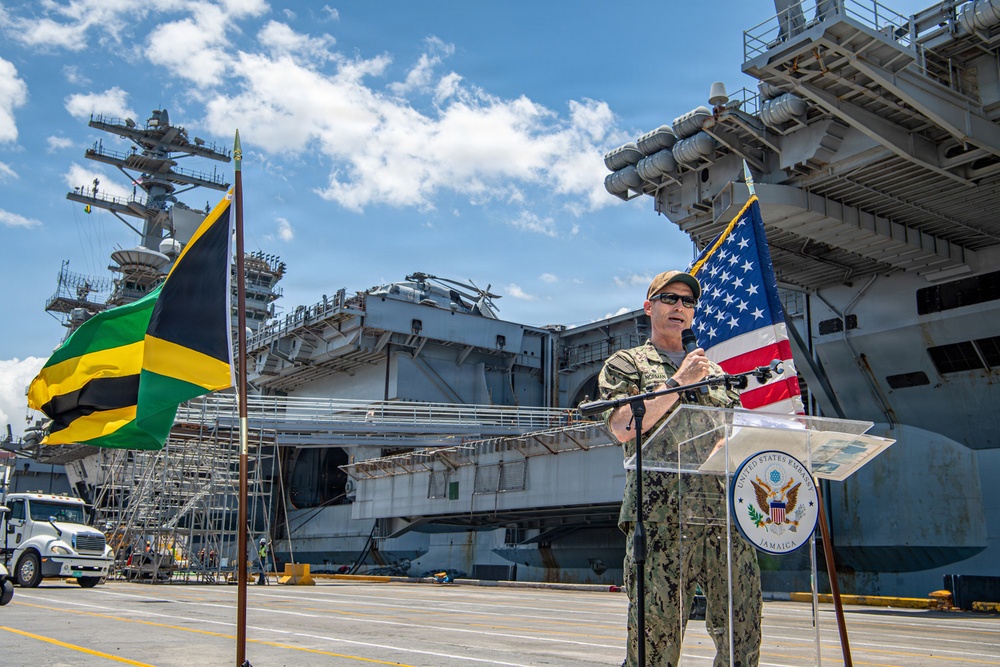 Nimitz Pulls into Jamaica for a Scheduled Port Visit