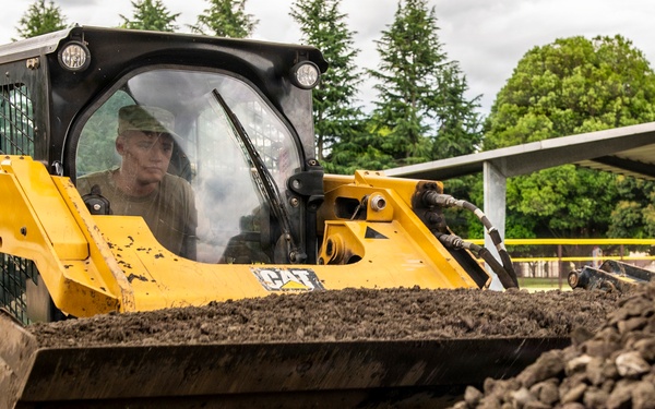 Civil engineers prepare concrete pad