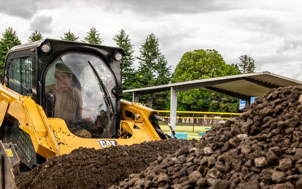 Civil engineers prepare concrete pad