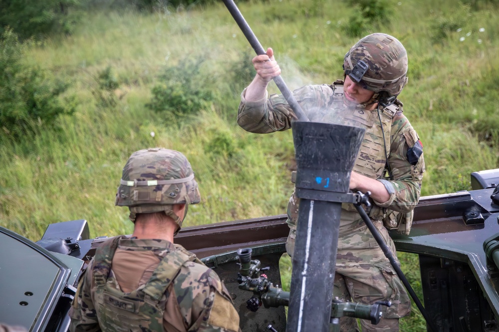 1st Armored Division mortar crews conduct live-fire training in Bulgaria