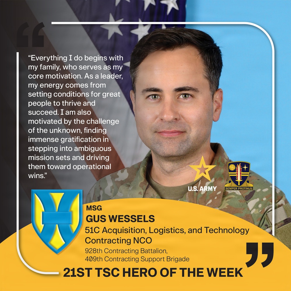 21st TSC Hero of the Week, Master Sgt. Gus Wessels
