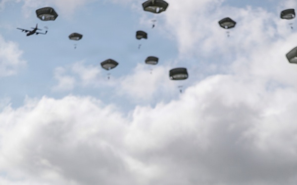 Paratroopers jump into Iron Mike DZ, Normandy 82