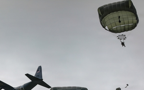 Paratroopers jump into Iron Mike DZ, Normandy 82