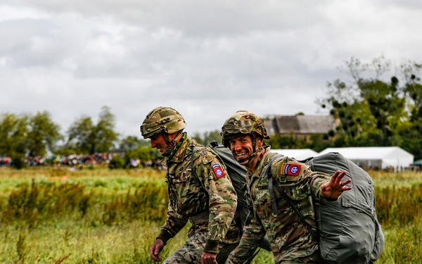 Paratroopers jump into Iron Mike DZ, Normandy 82