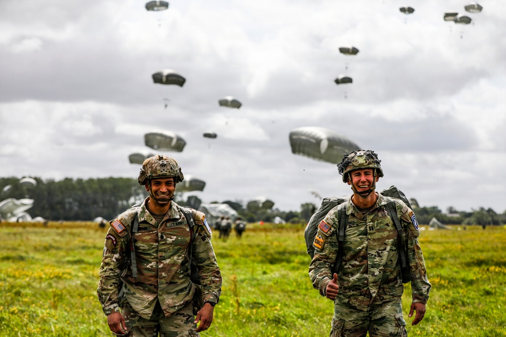 Paratroopers jump into Iron Mike DZ, Normandy 82
