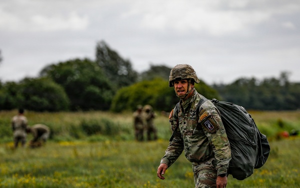 Paratroopers jump into Iron Mike DZ, Normandy 82