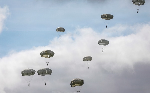 Paratroopers jump into Iron Mike DZ, Normandy 82