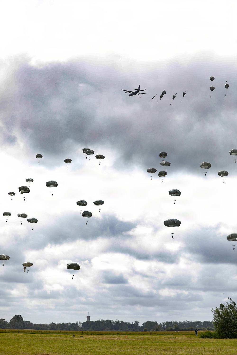 Paratroopers jump into Iron Mike DZ, Normandy 82