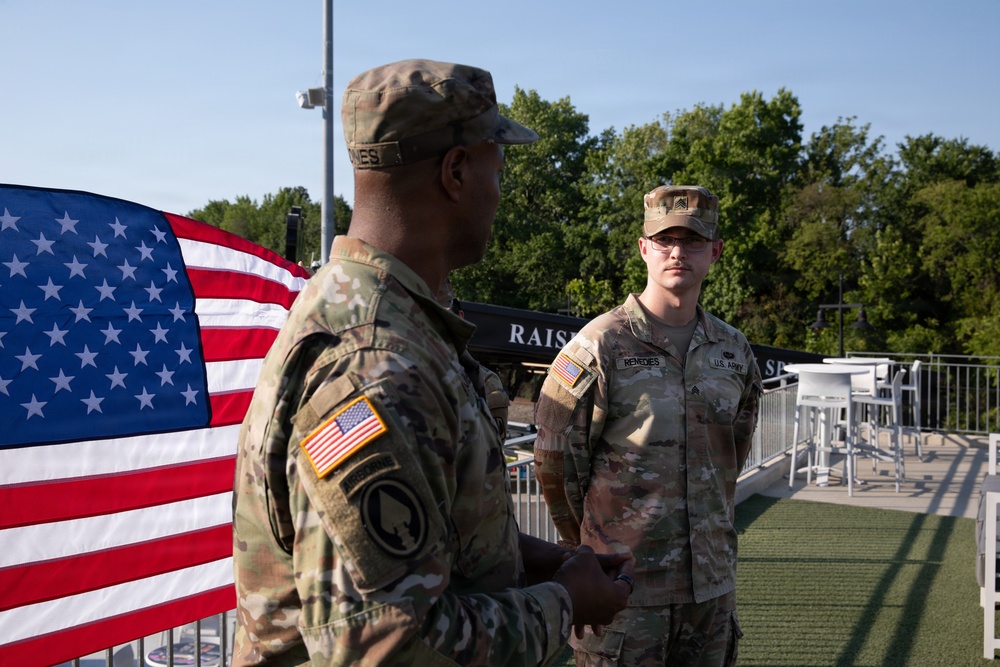 18th Field Artillery Brigade Legal Team Celebrates Soldier's Promotion and Path to West Point