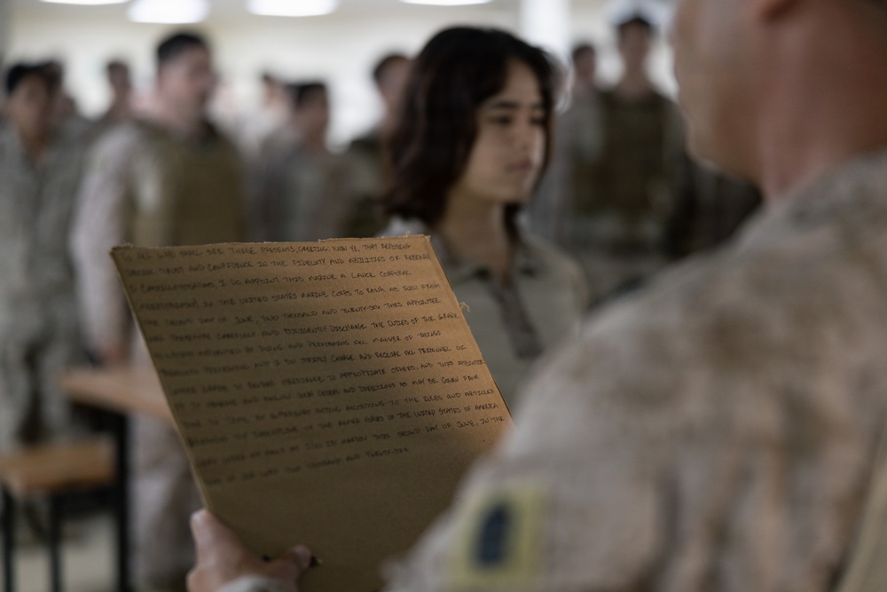 U.S. Marines Conduct Meritorious Promotion Ceremony
