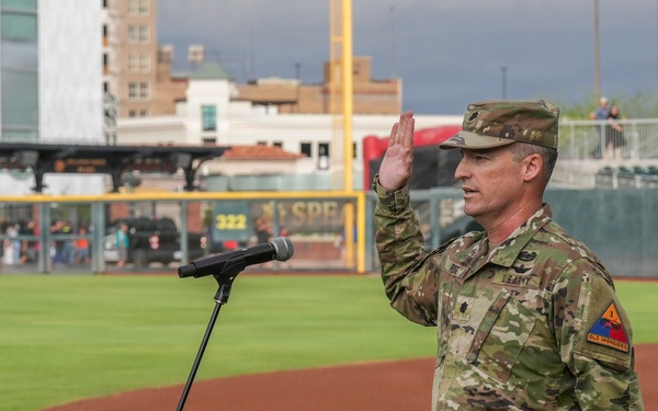 1st Battalion, 501st Attack Battalion holds reenlistment ceremony at El Paso Chihuahuas game