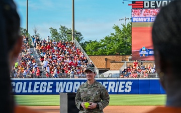 OC-ALC Commander Throws Ceremonial First Pitch at Women's College World Series Finals