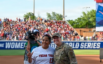 OC-ALC Commander Throws Ceremonial First Pitch at Women's College World Series Finals