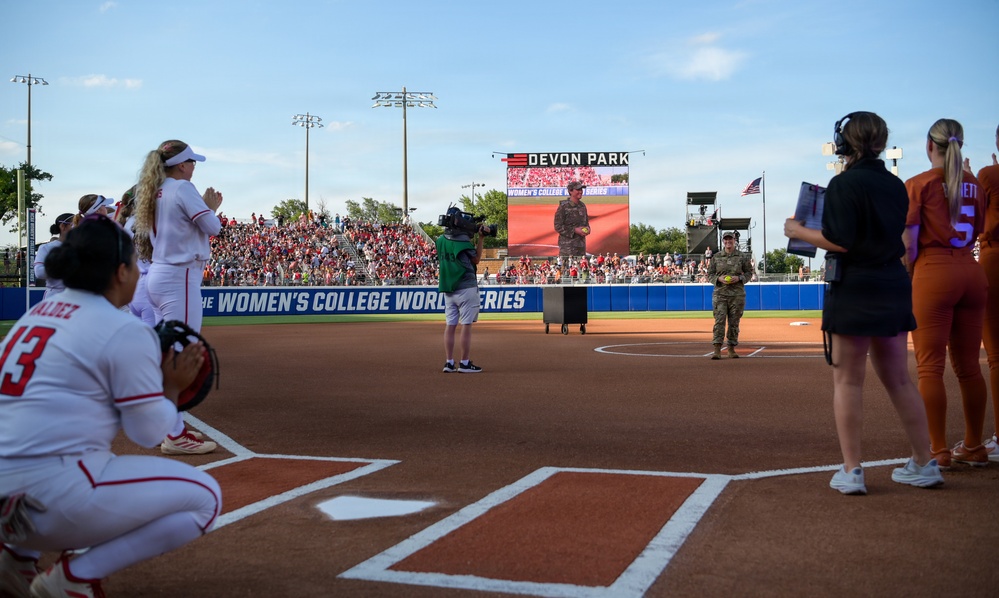 OC-ALC Commander Throws Ceremonial First Pitch at Women's College World Series Finals