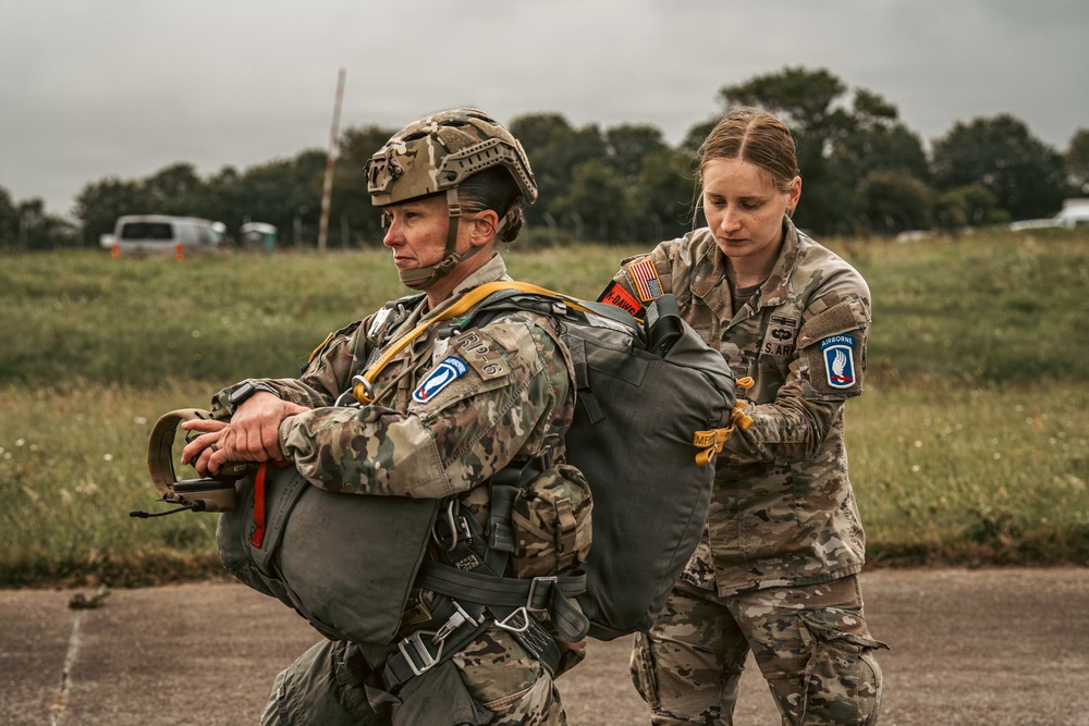U.S. and Allied Paratroopers jump into Iron Mike drop zone for D-Day 82