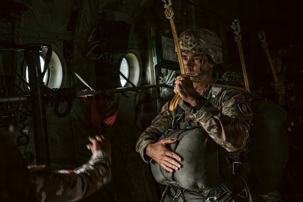 U.S. and Allied Paratroopers jump into Iron Mike drop zone for D-Day 82