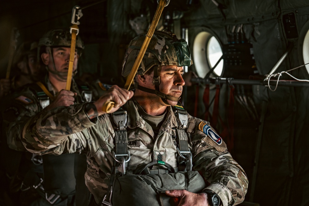 U.S. and Allied Paratroopers jump into Iron Mike drop zone for D-Day 82