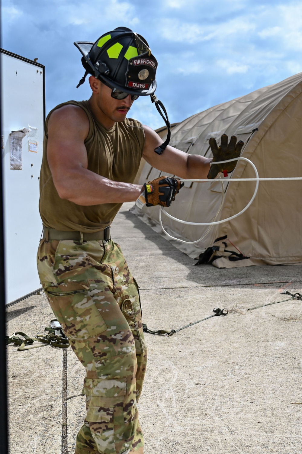 346th EABS Airmen build tents