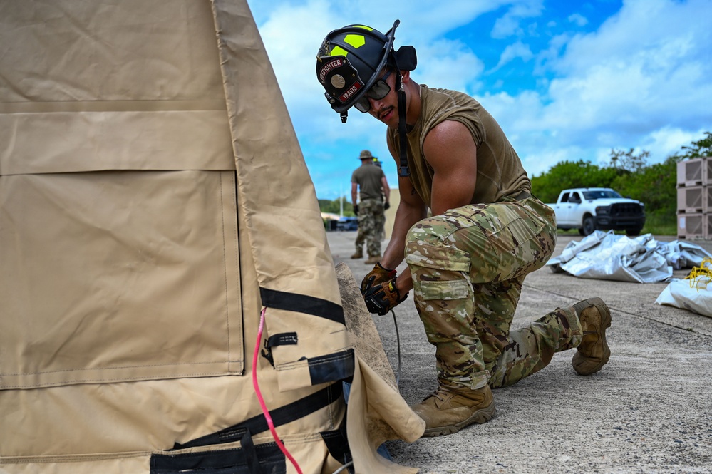 346th EABS Airmen build tents