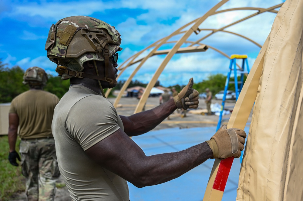 346th EABS Airmen build tents